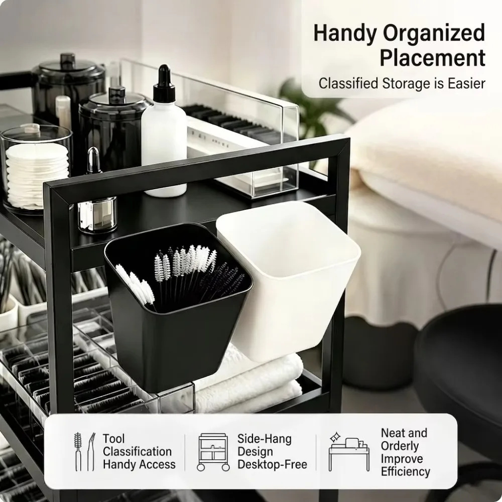1/2pcs Multi-Purpose Hanging Storage Bin for Rolling Cart - Trolley Organizer Cup & Wall-Mounted Makeup Lash Tool Holder