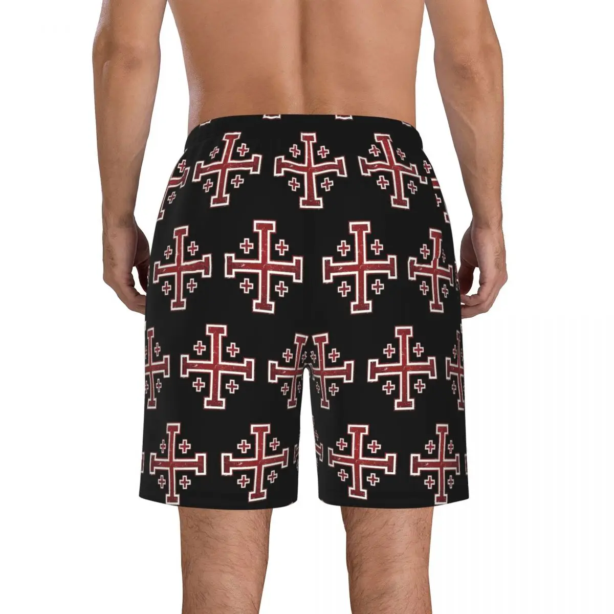 Jerusalem Cross Medieval Knights Cross Crusader Trunks Beach Board Shorts Casual Quick Dry Swim Summer Men Pants