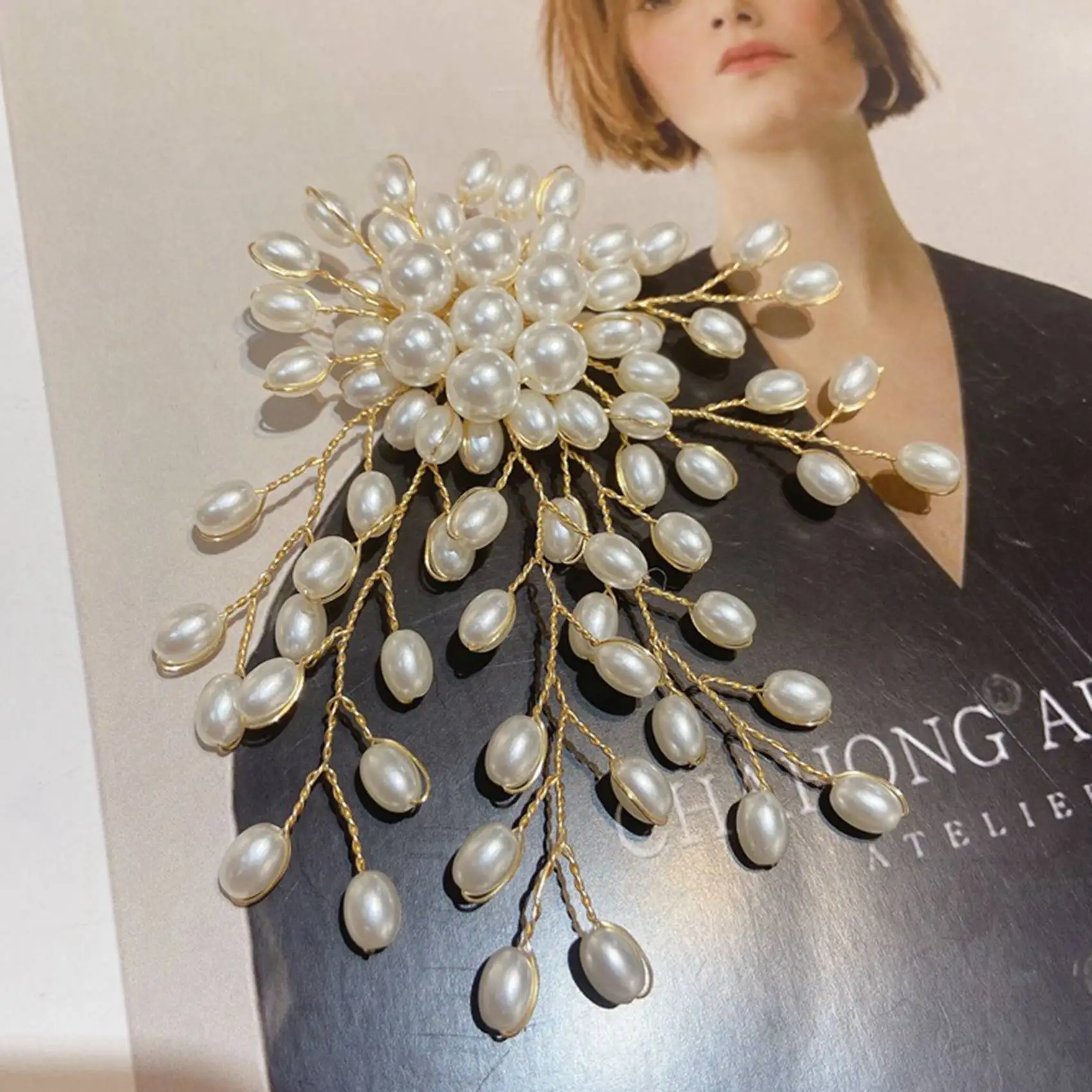 ABQR преувеличенная элегантная брошь с жемчужным цветком, значок на булавке для женщин и девочек, модная одежда, украшение, ювелирные изделия, подарки