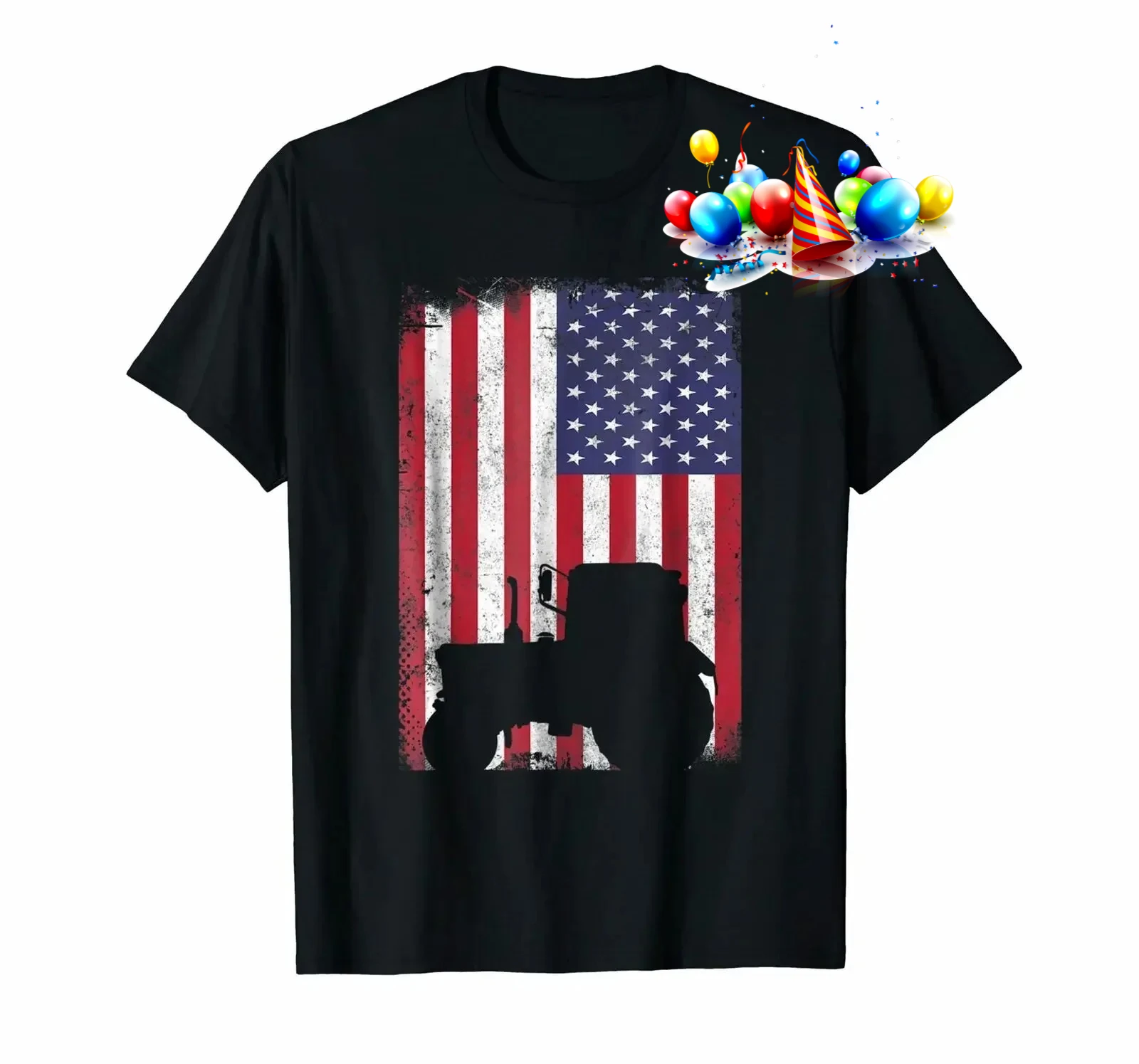 Vintage Farming American Flag Tractor Farmer T-Shirt 100% Cotton O-Neck Summer Short Sleeve Casual Mens T-shirt Size S-3XL