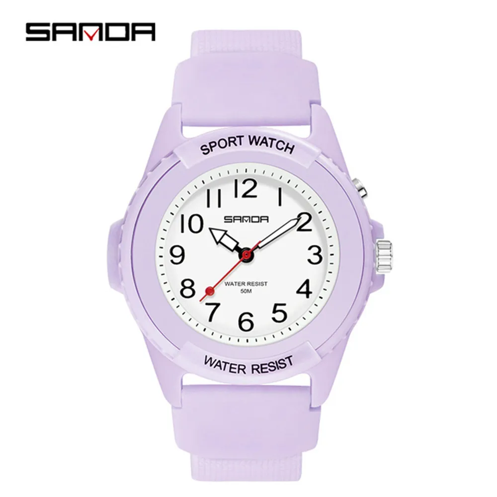 SANDA 6018 New Student Watch Fashion Unisex Watch TPU Strap Date Luminous Waterproof Wristwatch Casual Sports Ladies Watch