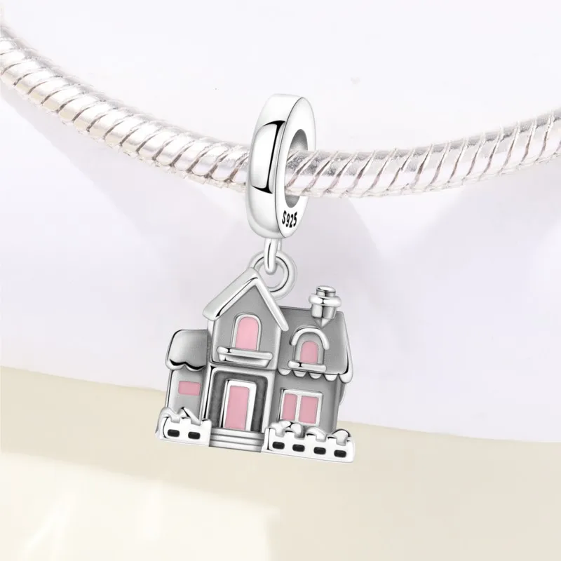 MISEFF 2025 925 Sterling Silber Armband Warmes Und Gemütliches Haus Charms Perlen Anhänger Für DIY Frauen Partei Schmuck Geschenk Machen