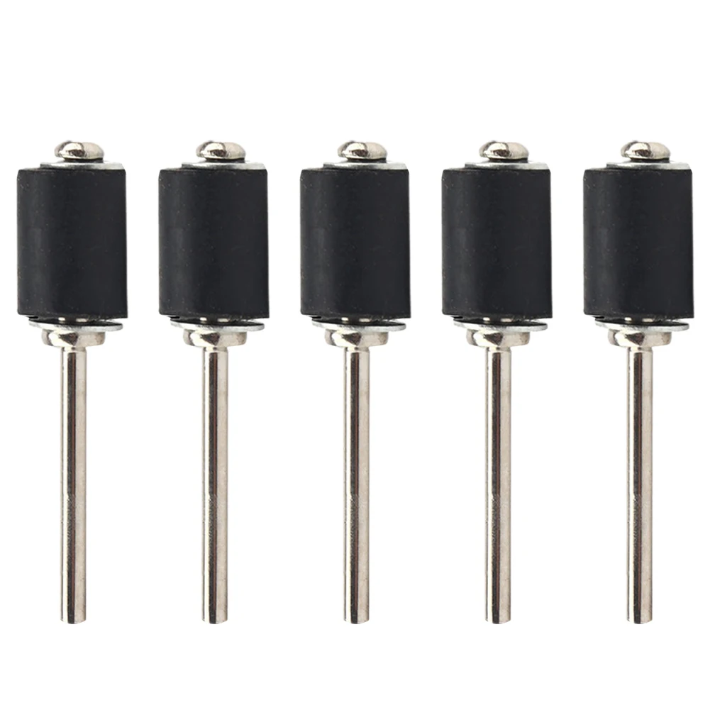 5Pcs Sanding Mandrels Hard Woods Metal Rotary Tools Rubber Shank Mandrels Silver 0.39inch 12.7mm Abrasive Tools