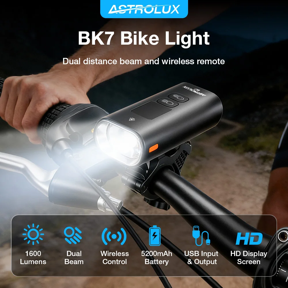 

Astrolux BK7 Wireless Remote Outdoor Waterproof Type-C Rechargeable Cycling Headlight Bright LED Night Visibility