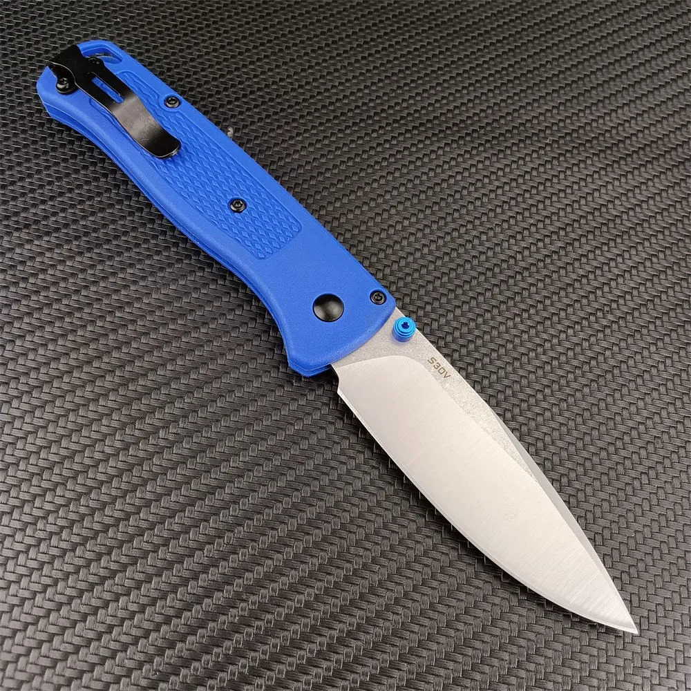 BM 535 Pocket Folding Knife CPM-20CV Blade Blue Reinforced Nylon Fiber Handle Outdoor Camping Hunting Tactical Knife EDC Tool