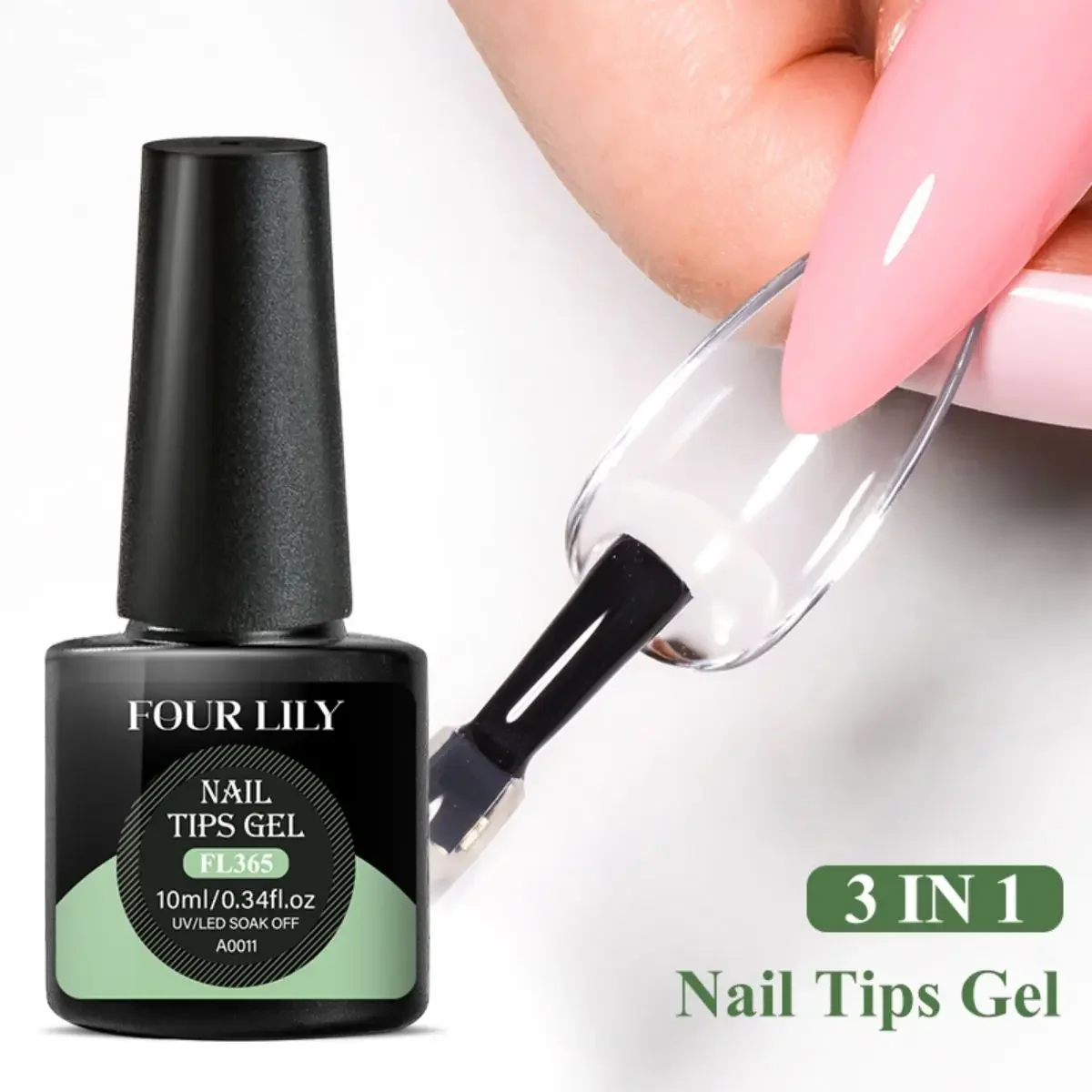 3-in-1 Nail Tips Gel 28+ Days Long Lasting Soak Off UV/LED Gel Nail Polish Easy On Press-On Nail Tip Extension Lead-Free Vernis