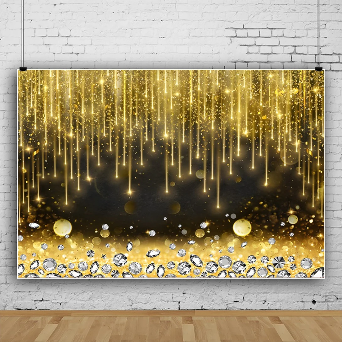 Laeacco Bokeh Gouden Achtergrond Gouden Glitter Twinkle Lichten Spot Sparkles Bruiloft Verjaardagsfeest Portret Fotografie Achtergrond