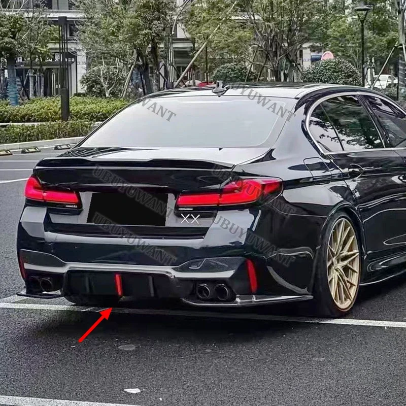 For BMW 5 Series M5 F90 G30 G38 3D with lights Style Carbon Fiber Rear Bumper Diffuser Lip Spoiler Car Racing Apron Lip Body Kit