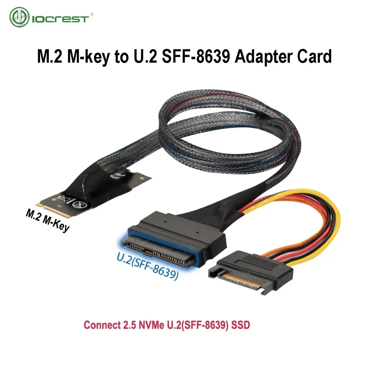 IOCREST M.2 M-key to U.2 SFF-8639 Adapter Cable for Intel 750 P4610 Samsung 983 SFF-8639 Cable