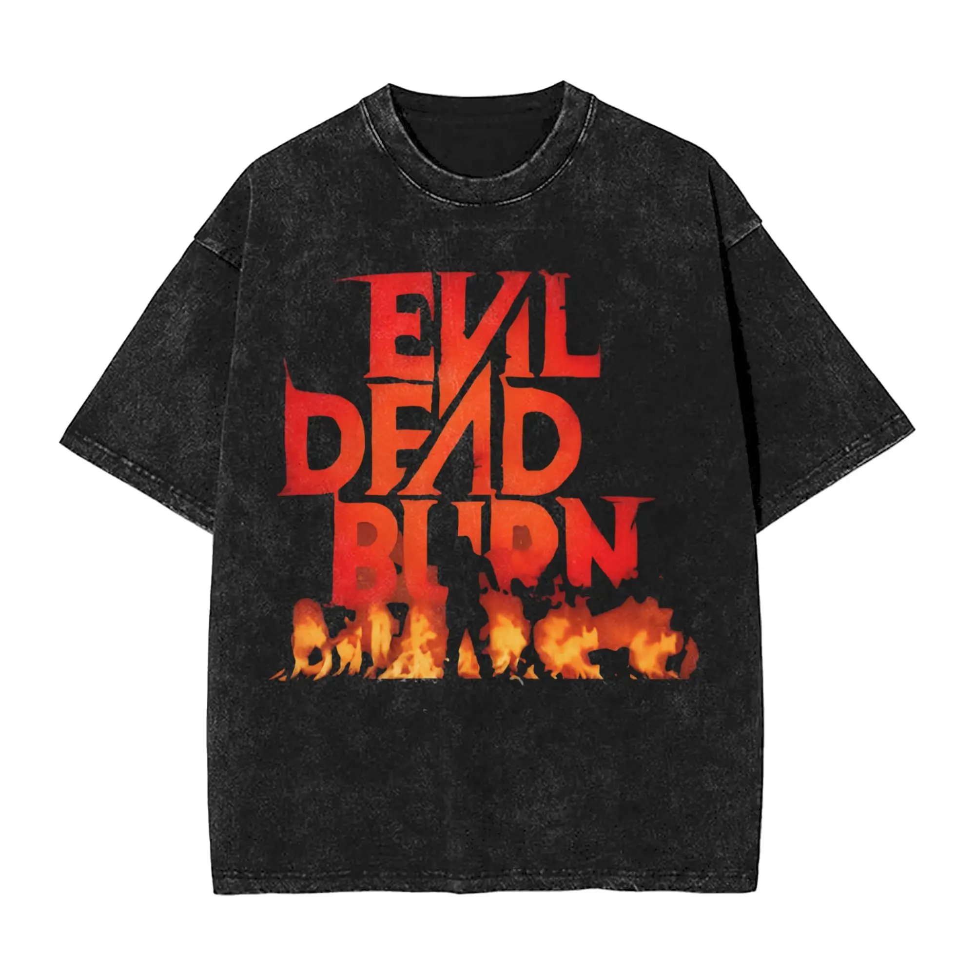 evil dead burn 2026 T Shirt Hip Hop Washed Short Sleeve Oversize T-Shirts  Vintage Men Women Streetwear Printed Tee Shirt