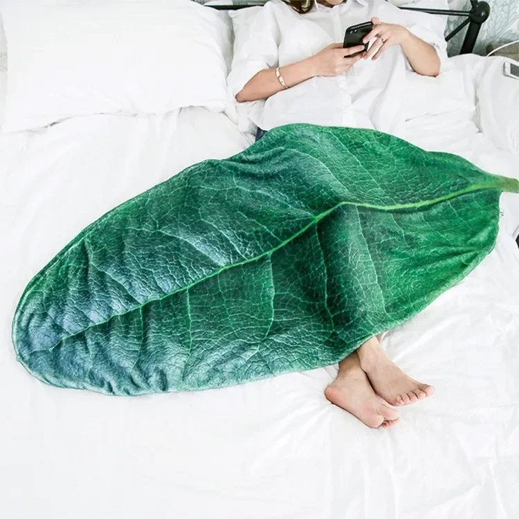 Philodendron Gloriosum Super Soft Printed Giant Green Leaves Throw Blanket Fleece Cozy Leaf Blanket for Bed Sofa Room Home Decor