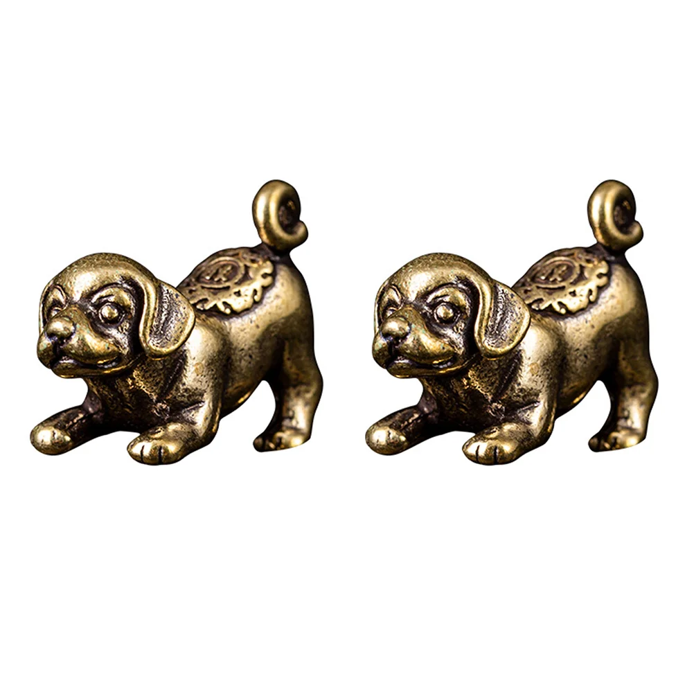 

2 Pcs of The Lid Puppy Decorative Pendant Home Hanging Brass Small Copper Multi-purpose