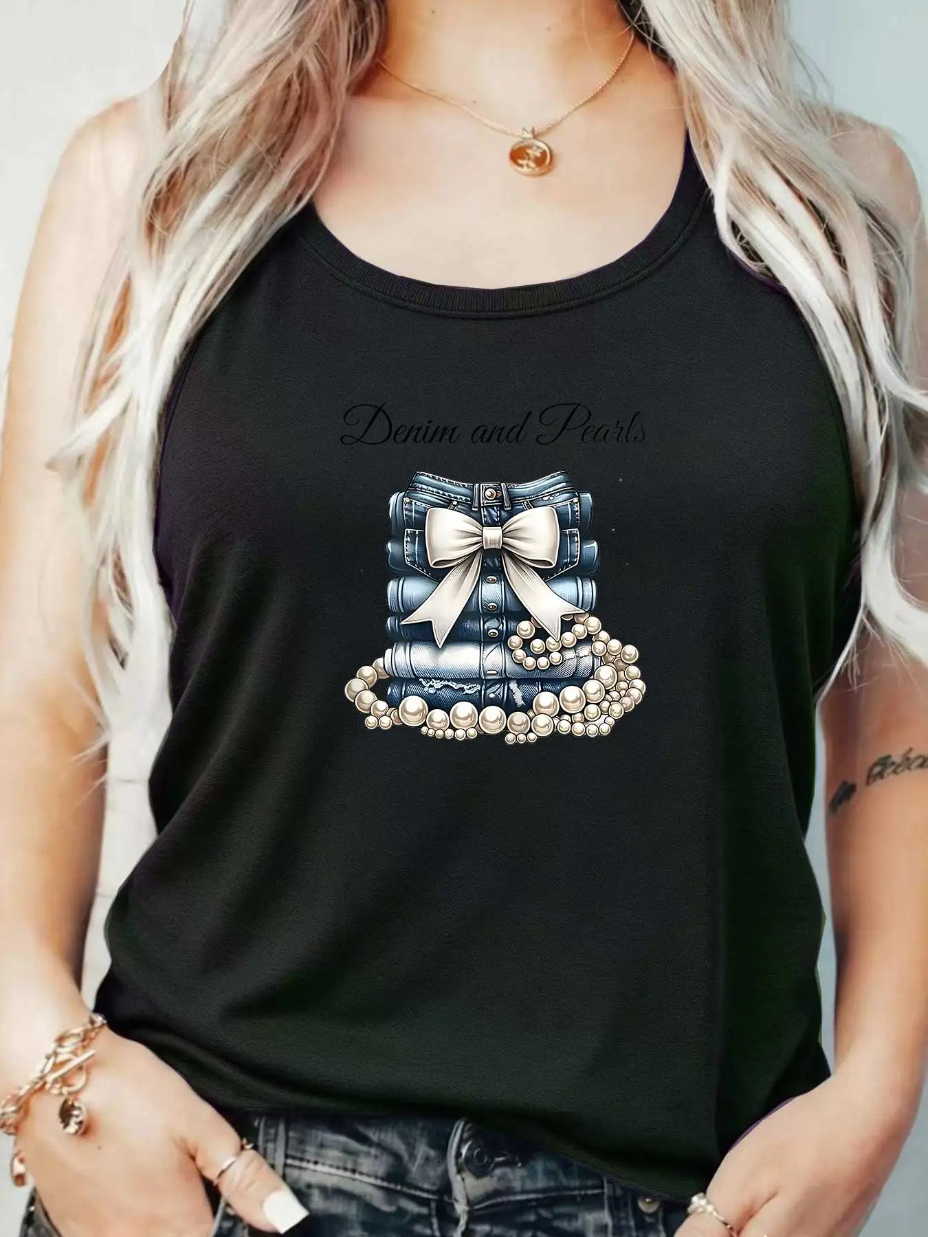 

Loose Fit Printed Pocket T-Shirt for Women with Ribbed Collar round Neck 1-8XL plus Size Comfortable Casual Vest