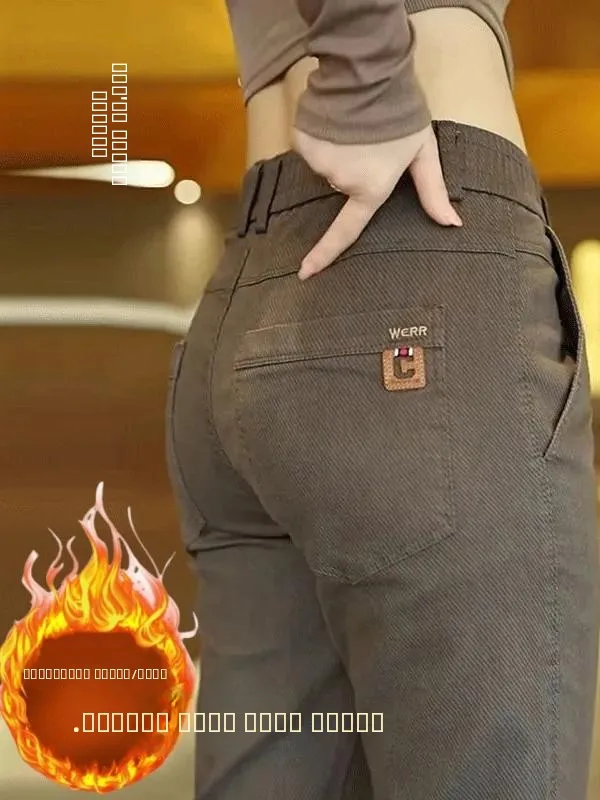 

Men's Workwear Pants Autumn Winter New Sle Fce Lined Thiened Straight Leg Loose Elastic Casual Long Trousers