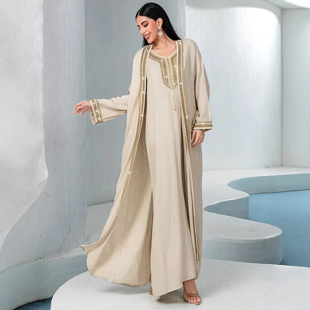 

Eid 2 Piece Set Robe Kimono Cardigan Abaya Long Dress Dubai Caftan Evening Women Muslim Kaftan Jalabiya Islam Clothing Ramadan