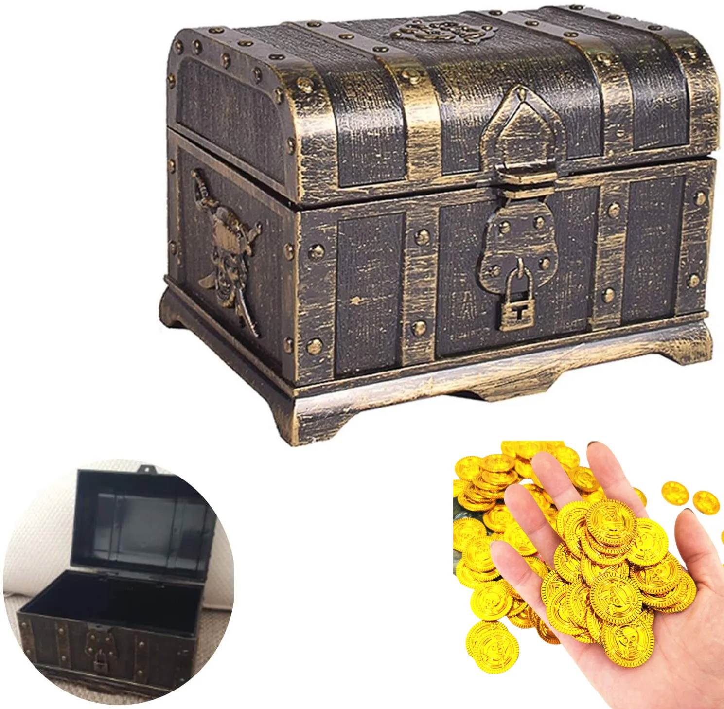 Pirate Treasure Gold Toy Coins Kid Birthday Party Decoration Gift Halloween  Home Kid Gemstone Outdoor treasure hunting toys