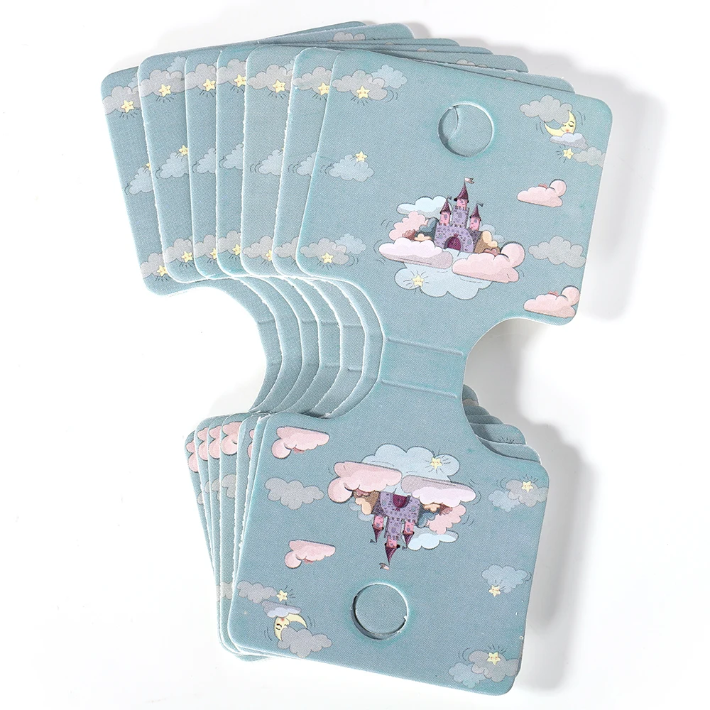 50pcs Blue Paper Cards Price Tags Display Card Holder for Hairband Bracelets Jewelry Storage Packaging Handmade DIY Accessories