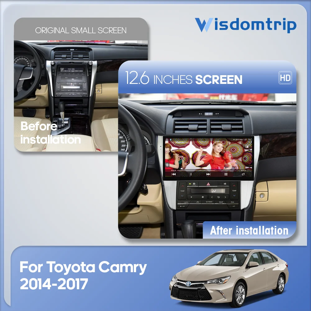 12.6inch For Toyota Camry 7 2014-2017 Smart Multimedia Video Player Radio GPS 4G WIFI Navigation CarPlay+Android AUTO Android12