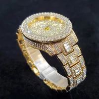 Luxury Diamond Watch for Men Fashion Bling Iced Out Day Date Watches Hip Hop Golden Stainless Steel Quartz Man Clock Hot Sale - Image 3