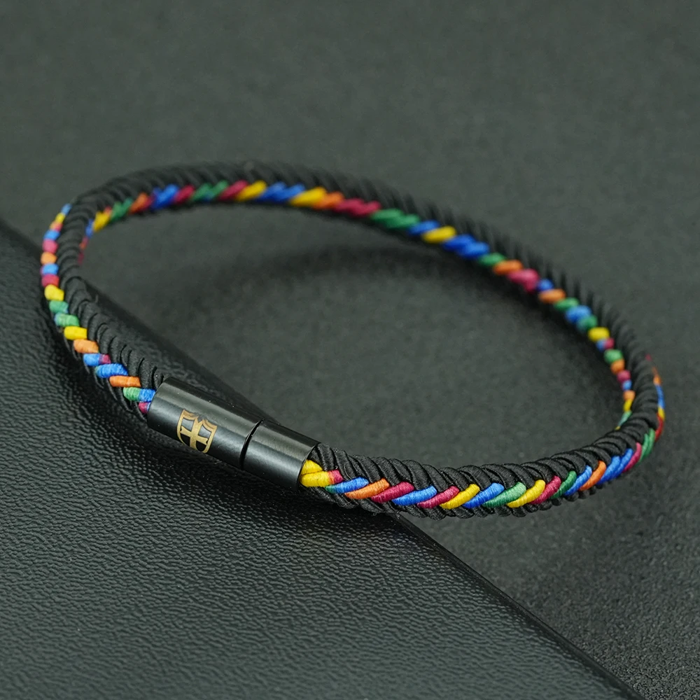 Modisches Kreuz-Schild Ethnisches Geflochtenes Seil-Armband Unisex Handgefertigt 9 Farboptionen Glücksbringer-Armband Lässiges Paar-Accessoire – Detail 9