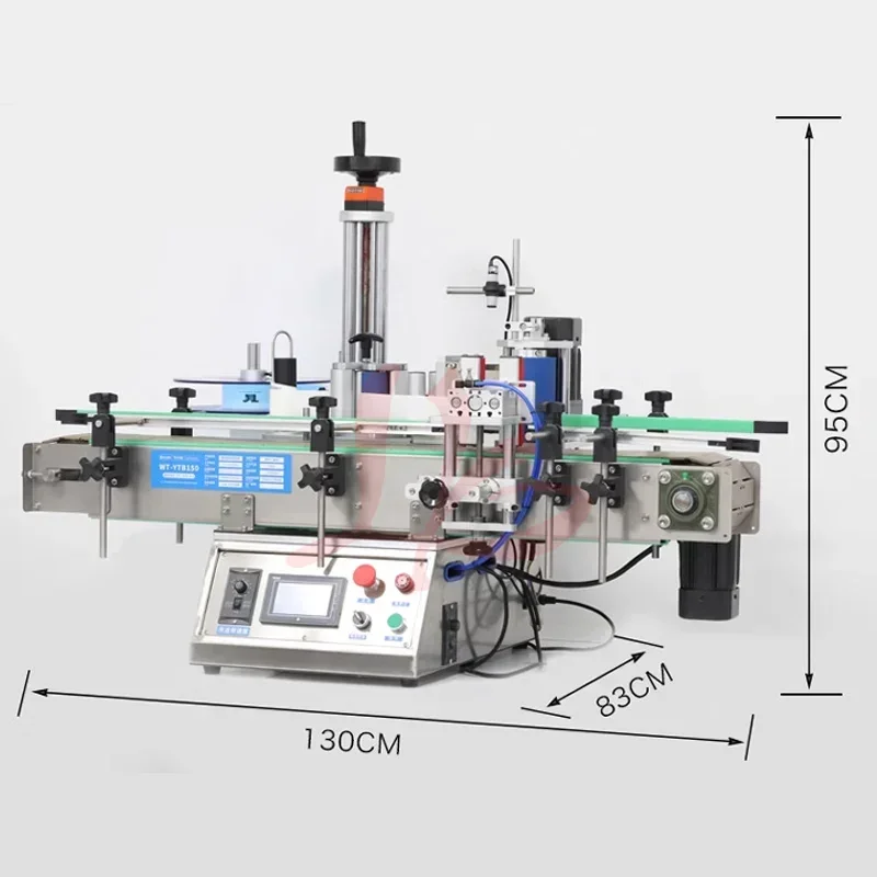 Mesin pembungkus label botol bulat otomatis, label Mineral dapat dicetak dengan perekat, kontrol layar sentuh PLC, 360W