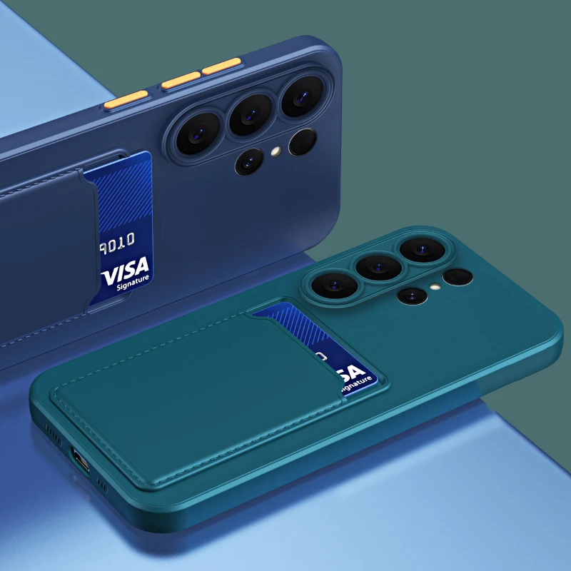 Color blocking design card case for Samsung Galaxy S26 S24 S22 S23 S25 Ultra Plus anti fingerprint phone case