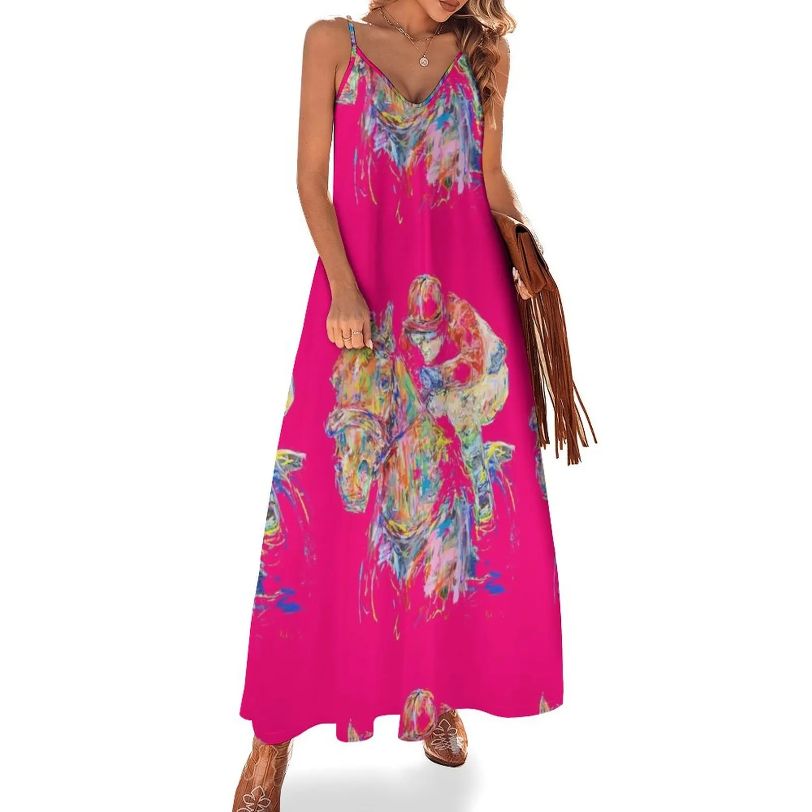

Pink rider Sleeveless Long Dress Elegant gowns dresses korean style Dress