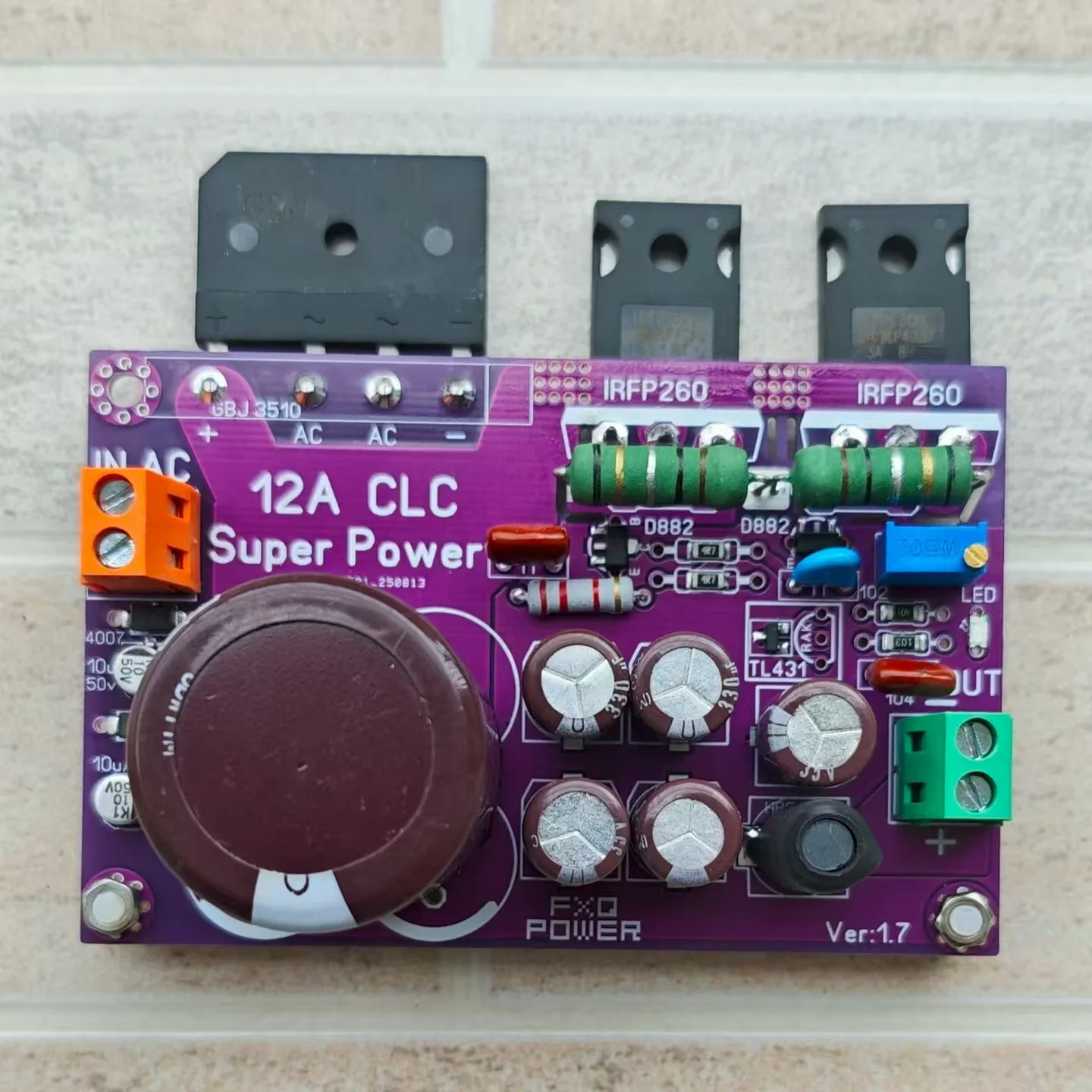 TL431 with current limiting CLC dual parallel tube 12A linear voltage regulator adjustable power supply board