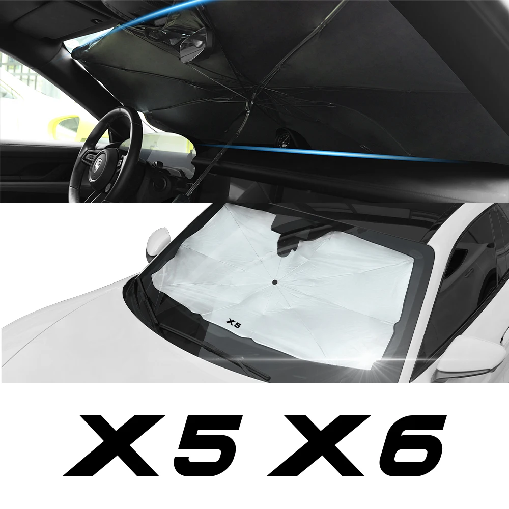 Pára-brisas do carro Sun Shade Umbrella, Sombrinha Dobrável, Tampa da Janela Frontal, Auto Acessórios Interiores, BMW X5, X6, G05, G06, F15, F16