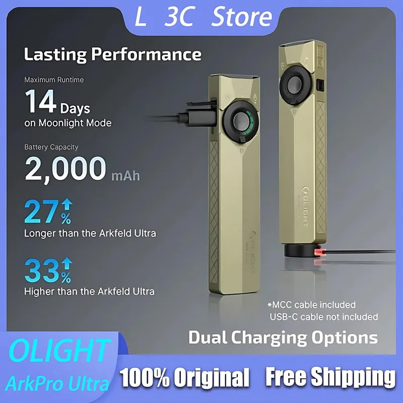 Lanterna OLIGHT ArkPro Ultra EDC com fontes de luz múltiplas