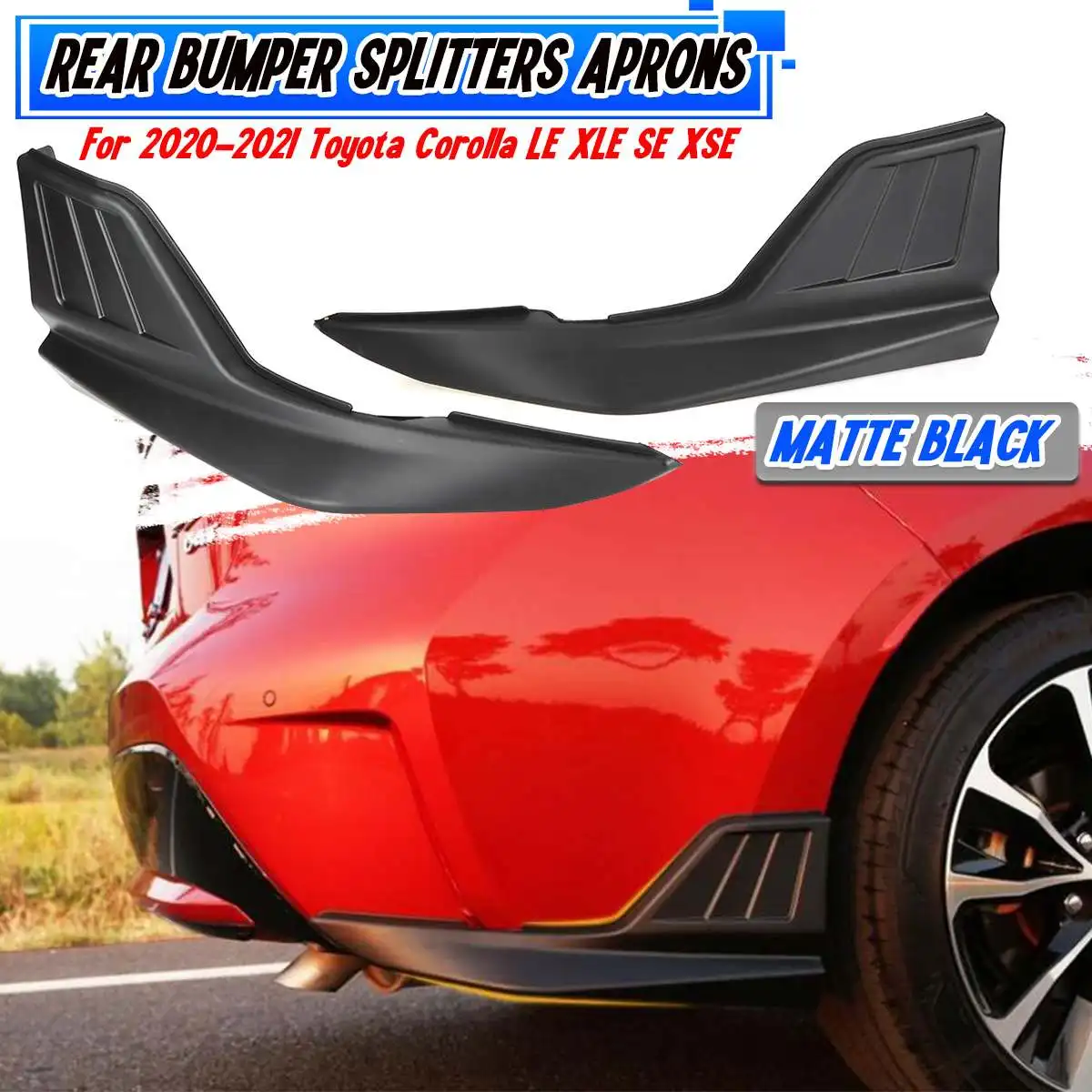 

Matte Black Car Rear Bumper Lip Diffuser Splitters Aprons Protection Cover Guard For Toyota For Corolla LE XLE SE XSE 2020-2021