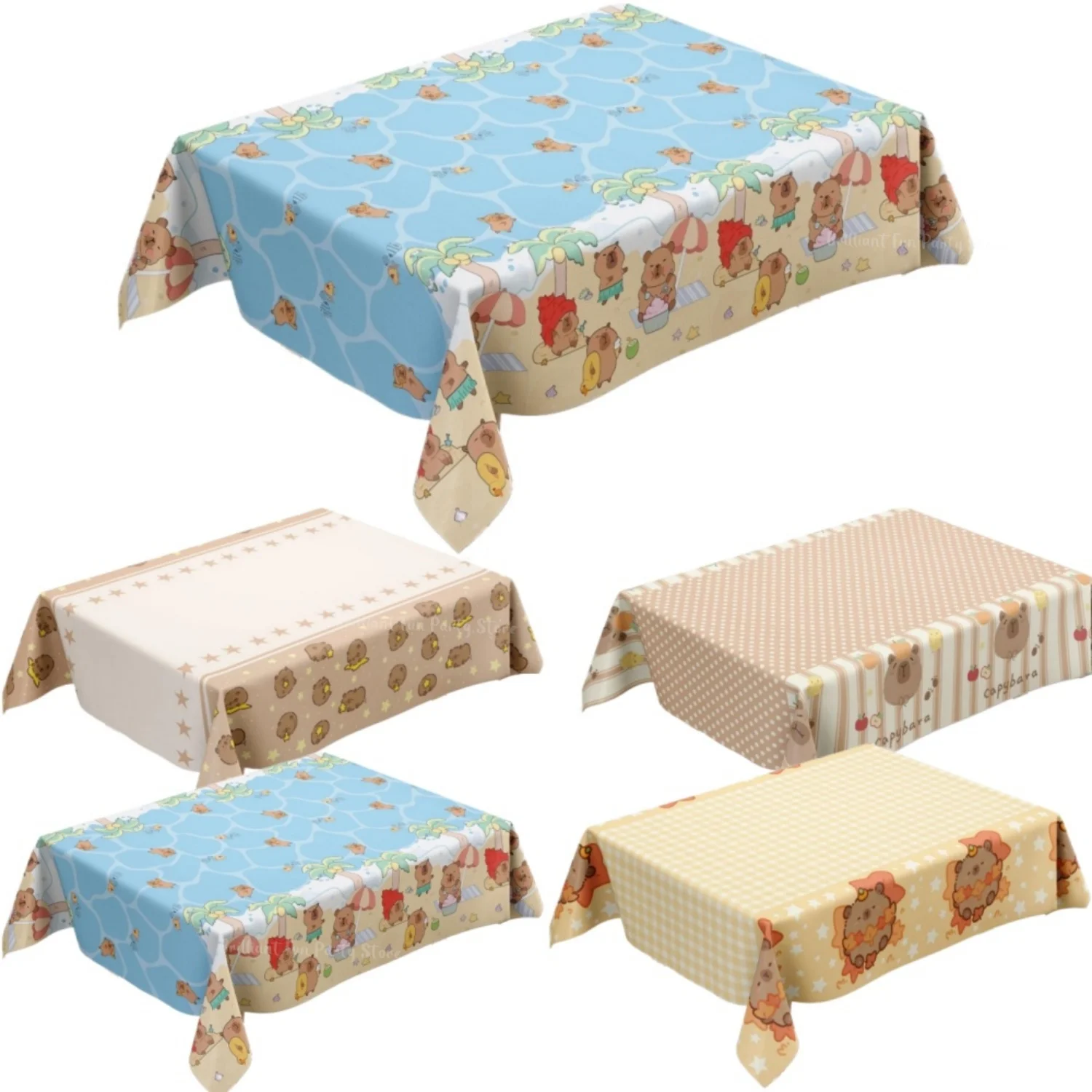 Bonita mantel de capibara para niños, cubierta de mesa de plástico desechable con tema de animales de cumpleaños, juego de 1/2/3 Uds., suministros de decoración para fiestas
