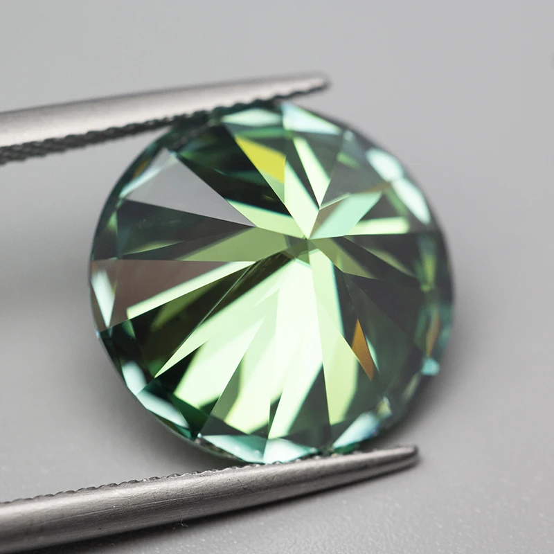 Never Fade Natural Green Color Moissanite Loose Stones 5.0-18.0mm VVS1 Positive Pass Tester with GRA Certificate