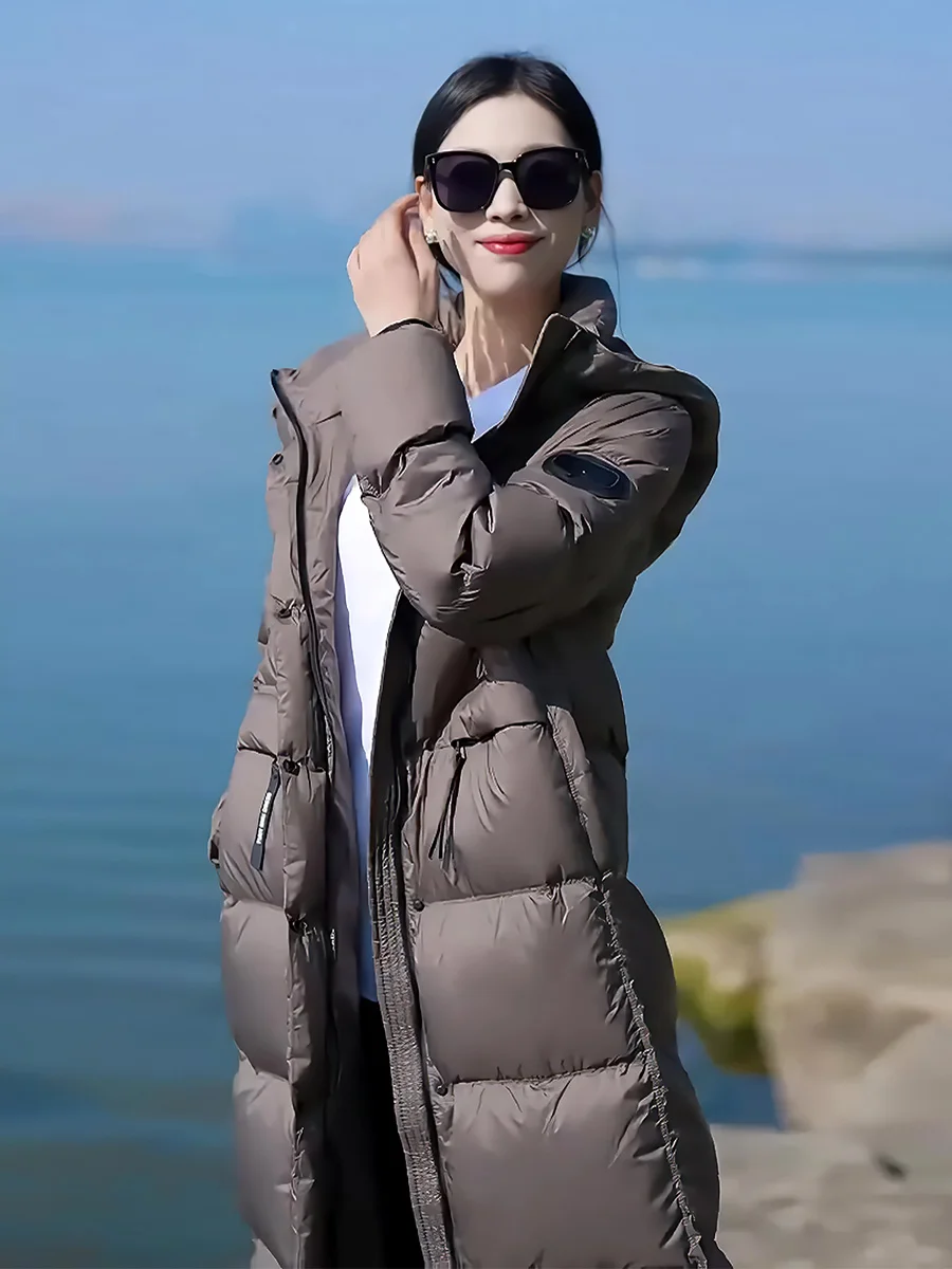 Faionable Casual High-End Bianco Du down Puffer Jaet Colletto lungo con cappuccio da donna Capispalla invernale di lusso Sle