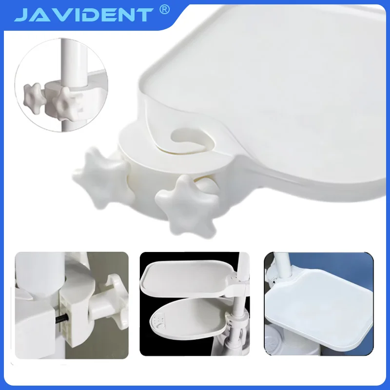 Dental Plastic Scaler Tray Post Mounted Shelf Tray Universal Stand Tray Threaded Clamp Table Rotatable Placed Additional Tool