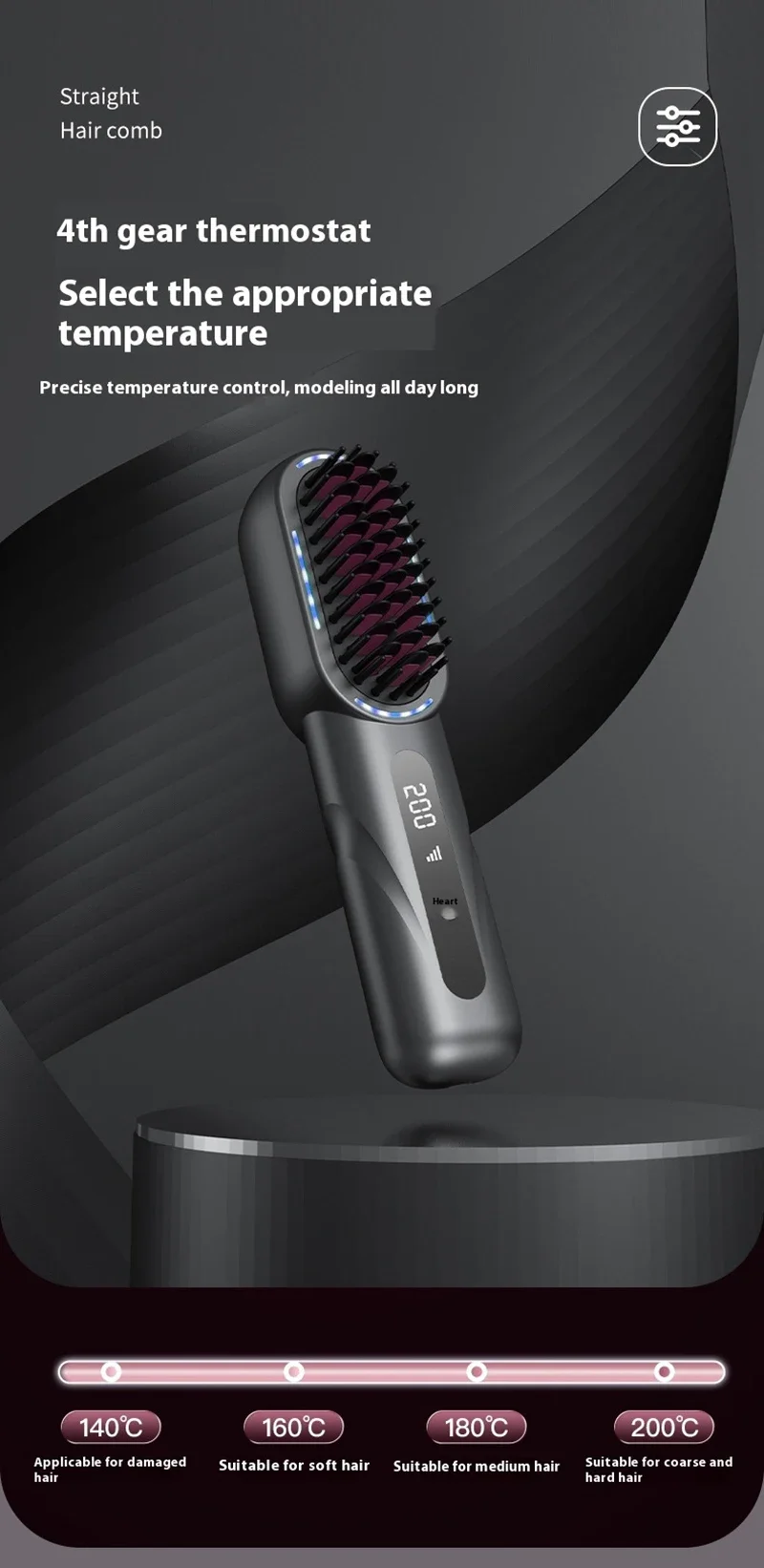 Wireless Straight Curling Hair Comb Heating Negative Ion Hair Straightener Rechargeable Anti-scalding Electric Hair Care Brushes