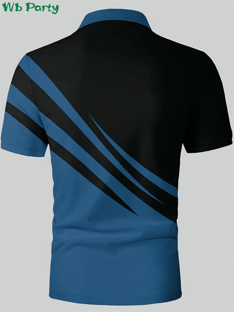 Simple Striped Print Polo T shirt Man Design Men\'s Clothing 2024 Lapel Striped Graphic T-shirt Casual Loose New in Tops & Tees