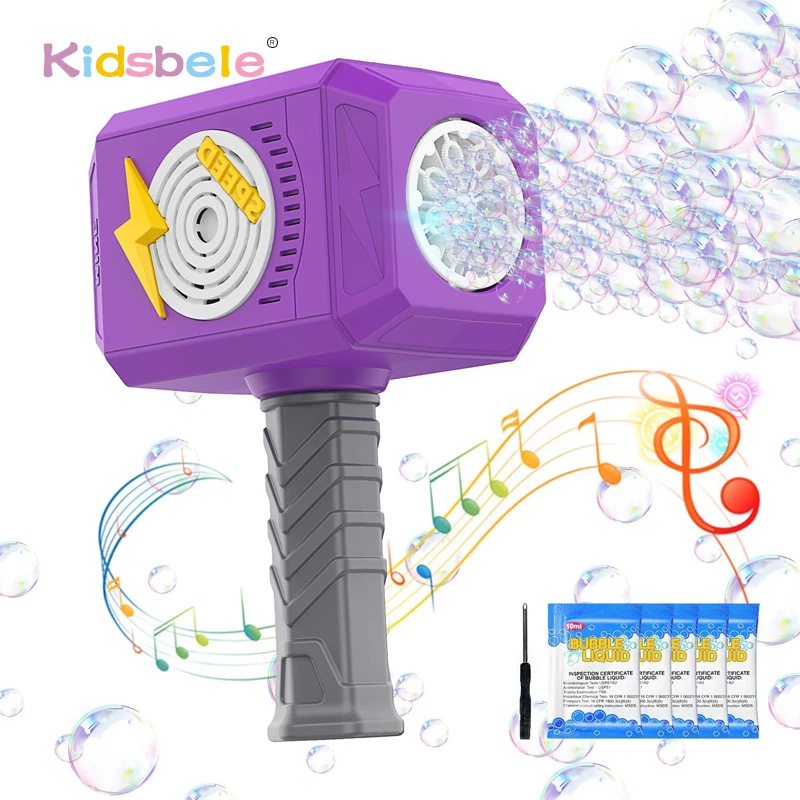 Hammer Bubble Machine 2024 Bubble Gun Toy for Kids Manual Bubble Machine Bubble Maker Wand with Light and Music