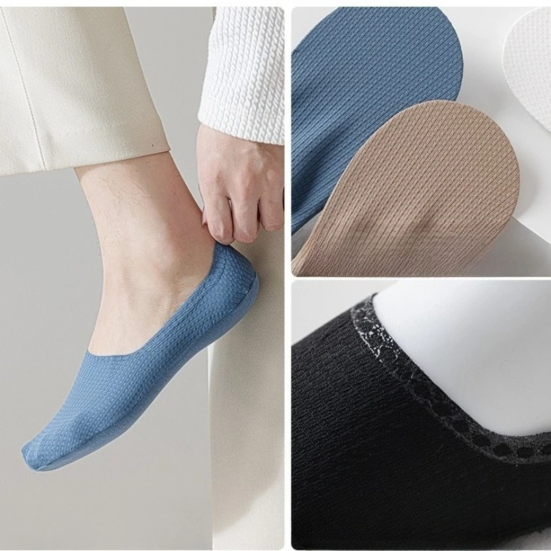 

Летние тонкие мужские носки-лодочки, однотонные дышащие носки с низким вырезом, мужские силиконовые нескользящие невидимые носки-невидимки, носки
