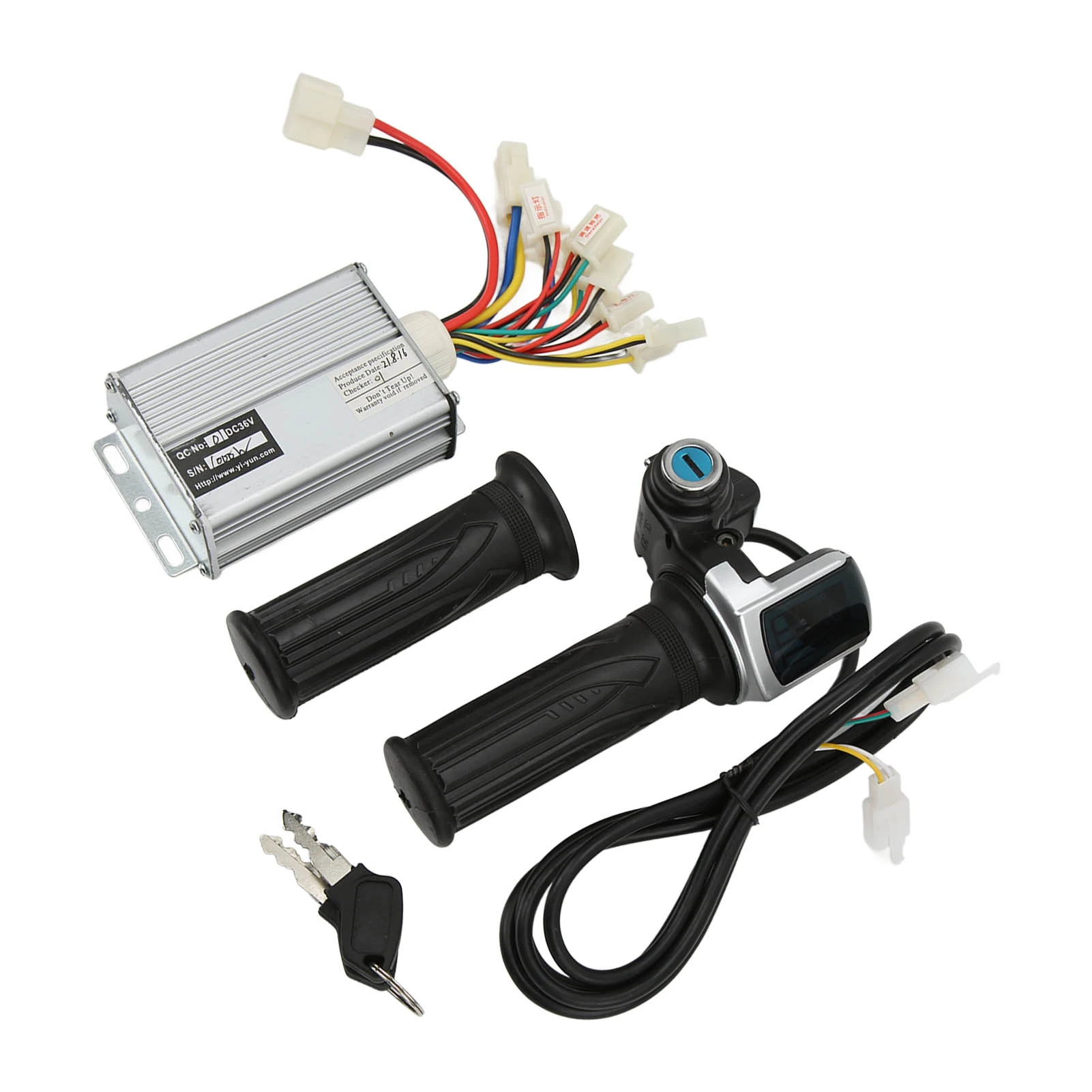 36V 1000W Electric Bike Motor Brushed Speed Controller with Locking Battery Display Throttle Twist Grip