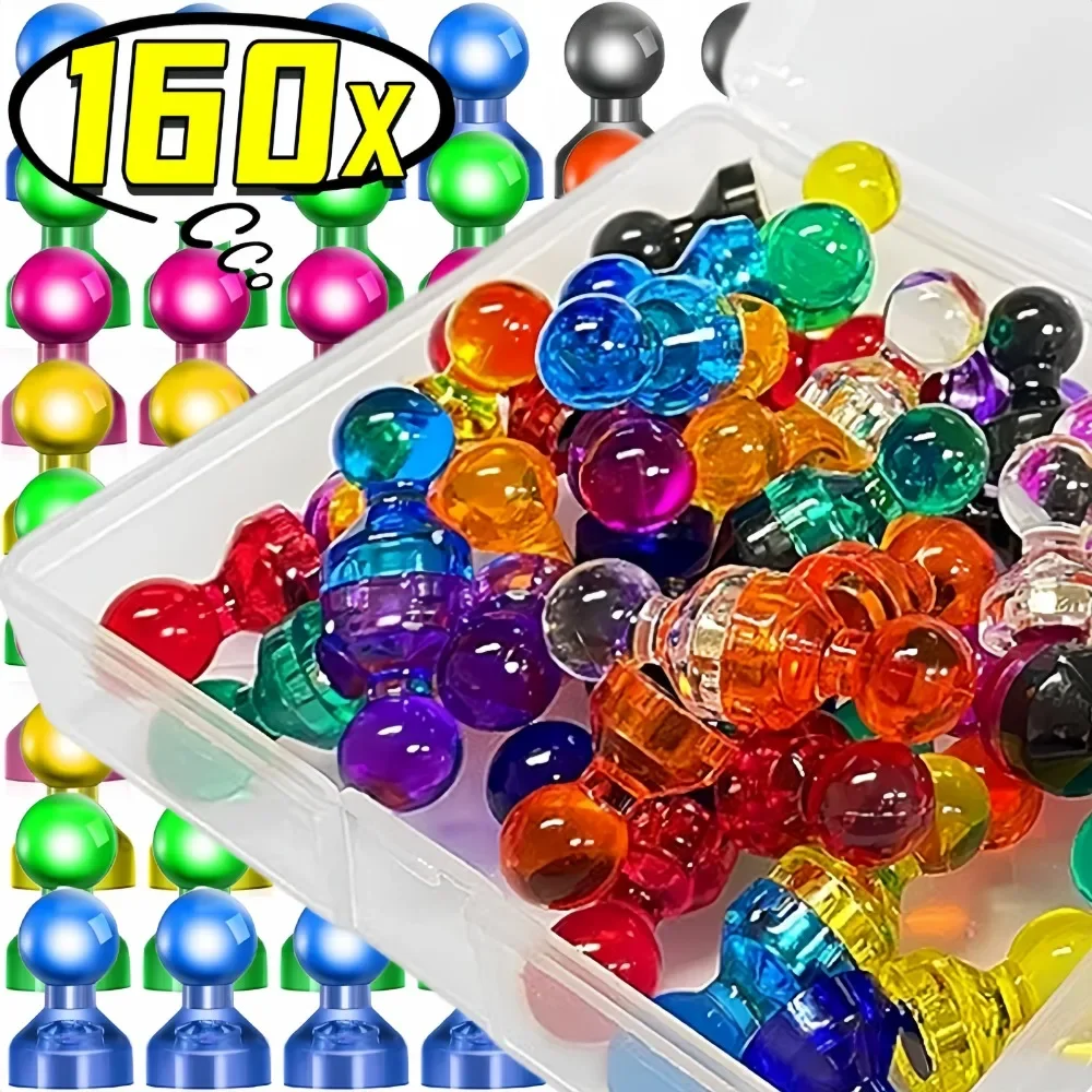 160/8pcs Colorful Magentic Pushpins Mini Strong Magnets for Whiteboard Map Refrigerator Sticker Pushpin Home Office Supplies