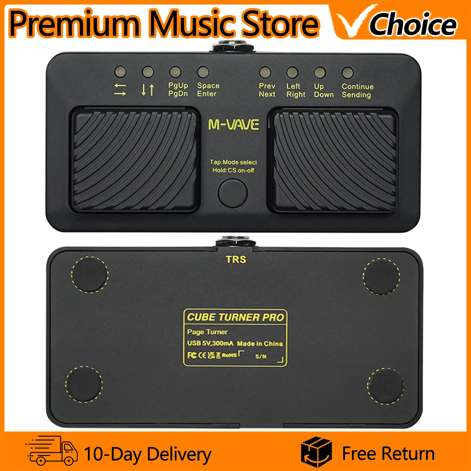 M-VAVE Wireless Bluetooth Page Turner Silent Foot Pedal Cube Turner Pro USB Rechargeable For iPad iPhone Tablet Smart Phone