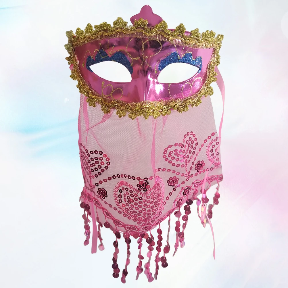 

Sparkling Sequin Face Mysterious Costume For Women Carnival Masquerade Ball Party Belly Latin Silver Random Frame One Size Fits