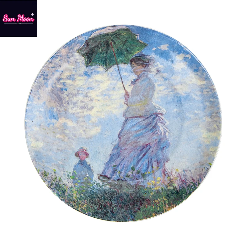 Dutch Oil Painting Art Bone China Home Decoration Ceramic Plate High-end Hanging Plate Living Room Wall Decoration Plate Pendant