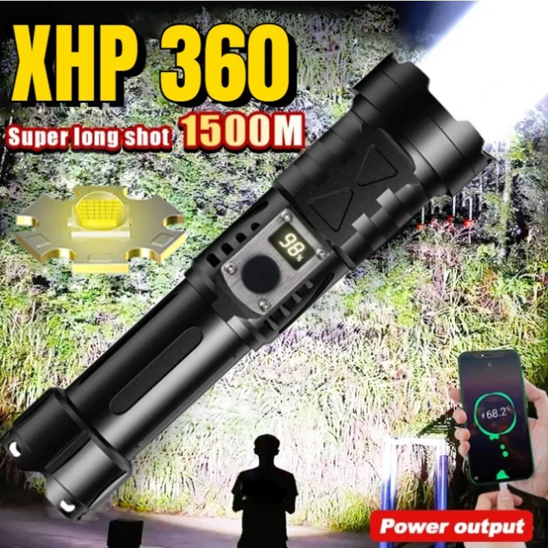 

FLSTAR FIRE XHP360 LED Flashlights Power Bank 5 Modes Powerful Telescopic Zoom Outdoor Torch Camping Hiking Emergency Lantern