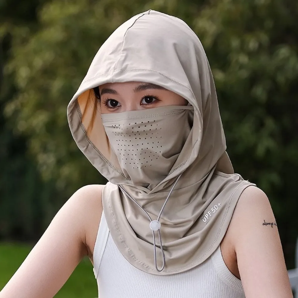 New Summer Anti-UV Sunscreen Hat With Mask Shawl Breathable Ice Silk Pullover Cap Head Wrap Unisex Beach Cap For Outdoor Sports