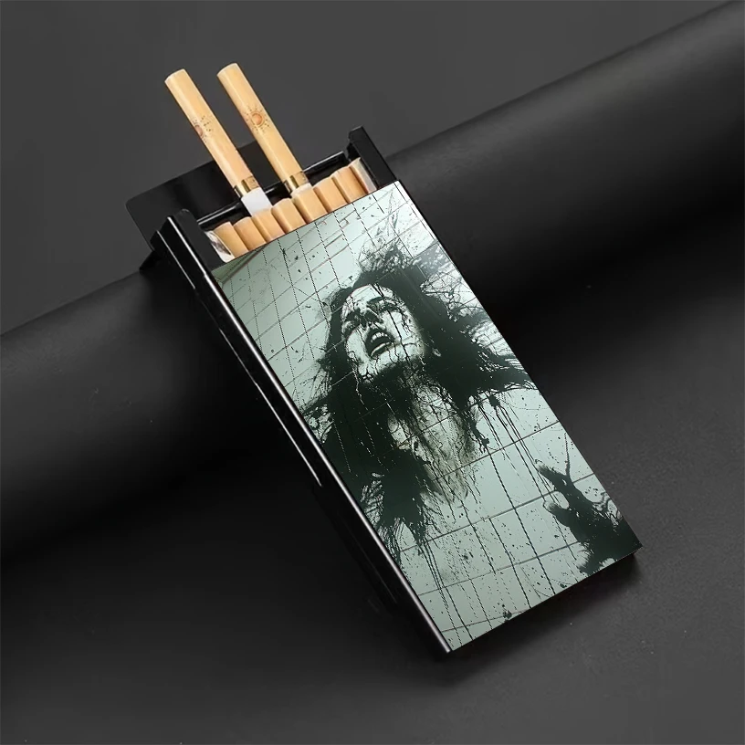 

Women's Theme, Creative Design Aluminum Cigarette Case Gift for Ladies with 100mm Size, Pattern Black Case for Women