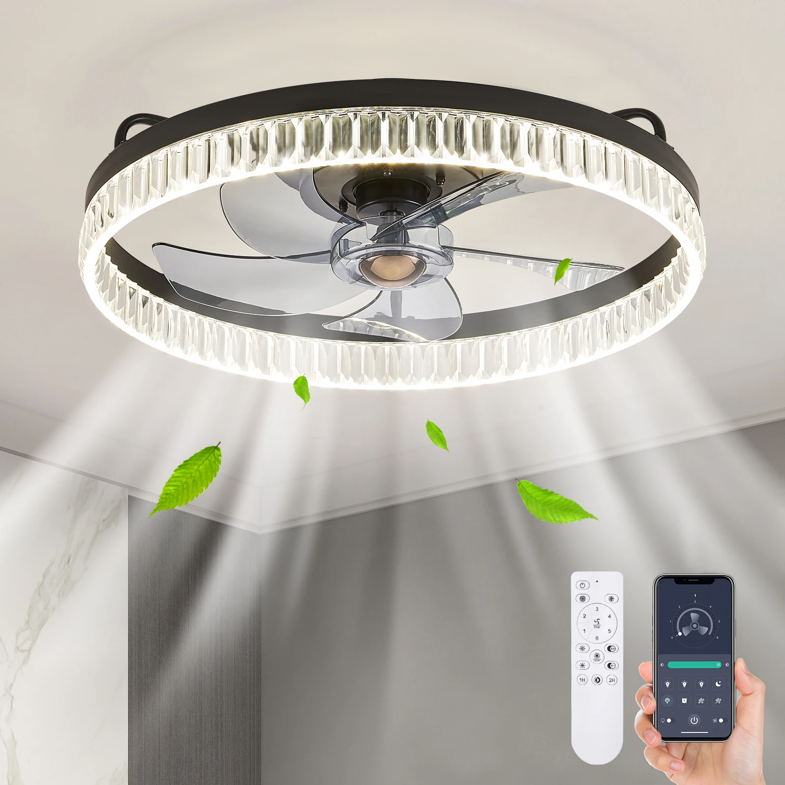 

Ceiling Fan Light with 6 Adjustable Wind Speeds for Bedroom Children's Room Kitchen - Energy Efficient Indoor Lighting