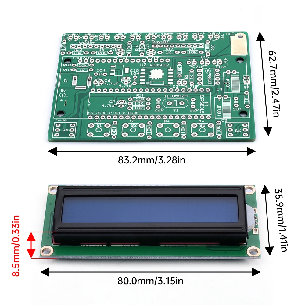 Kit elettronico Radio FM fai da te con guscio frequenza regolabile 87-108MHZ RDA5807 Display LCD PCB saldatura progetto pratica saldatura