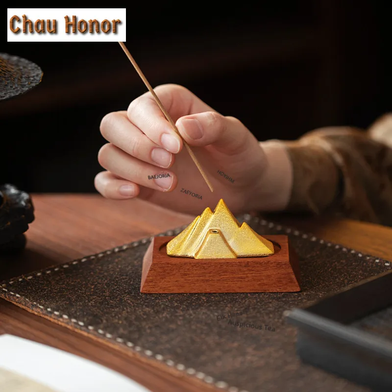 ZAEYORIA Creative Gold and Silver Mountain Incense Holder Mist Smoking Steamers Incense Burners Consecrate Censer Buddhism Craft